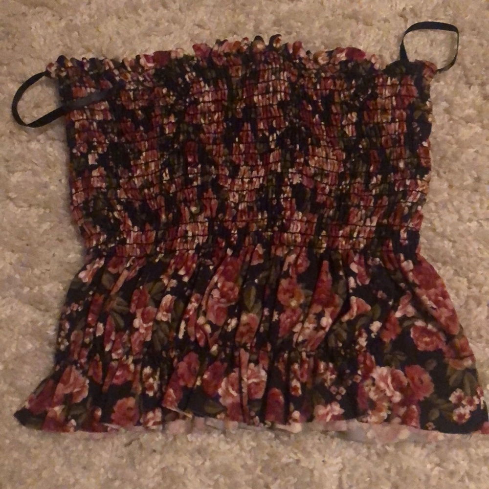 floral ribbed tube top